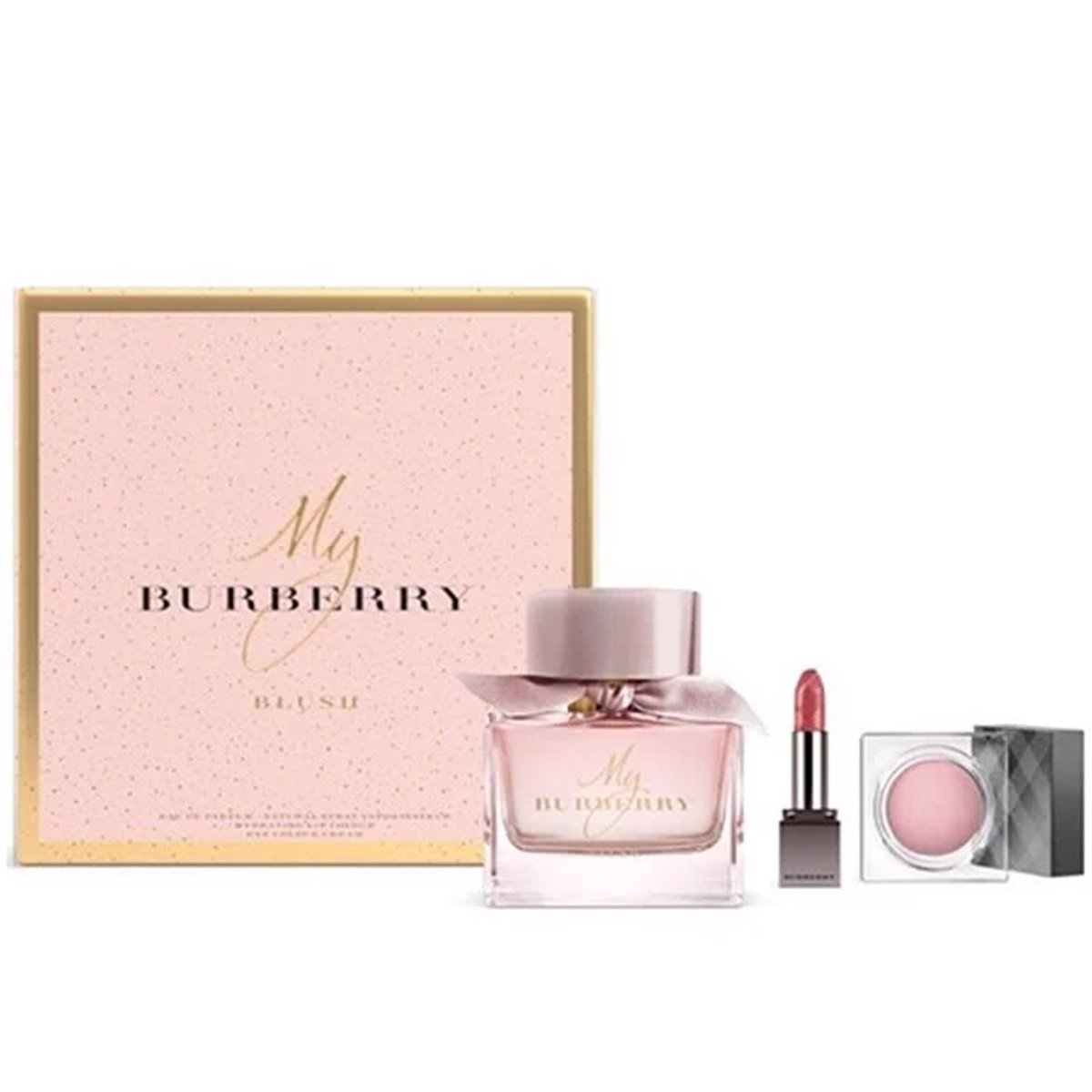 Gift Set Burberry My Burberry Blush 3pcs ( EDP 90ml & Eye Color Cream   & Kisses Lipstick  ) - Y Perfume