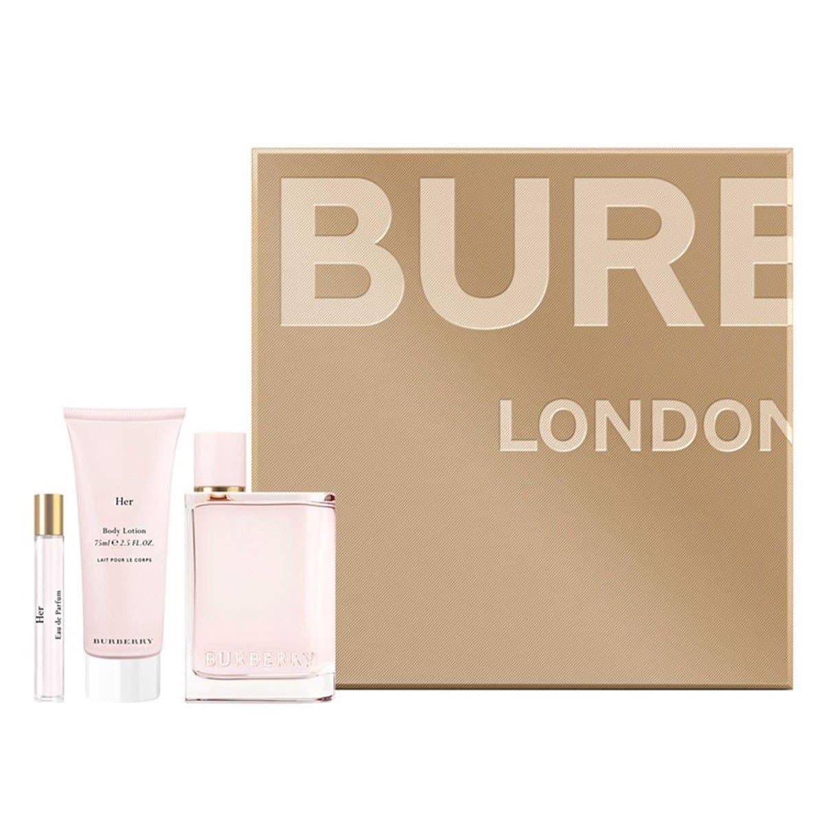 Gift Set Burberry Her EDP 3pcs (EDP 100ml & Dưỡng da 75ml & EDP 7,5ml )  Chính Hãng - Y Perfume